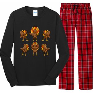 Turkey Dabbing Dancing Thanksgiving Day Funny Fall Autumn Gift Long Sleeve Pajama Set