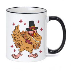 Thanksgiving Day Dinner Dabbing Turkey Pilgrim Dab Dance Meaningful Gift 11oz Black Color Changing Mug