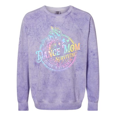 Tie Dye Dance Mom Surviving Comps Weekends Dance Comps Women Colorblast Crewneck Sweatshirt