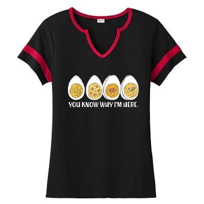 Thanksgiving Dinner Deviled Egg You Know Why Im Here Ladies Halftime Notch Neck Tee