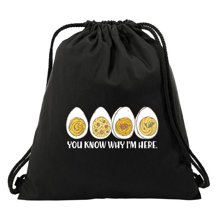 Thanksgiving Dinner Deviled Egg You Know Why Im Here Drawstring Bag