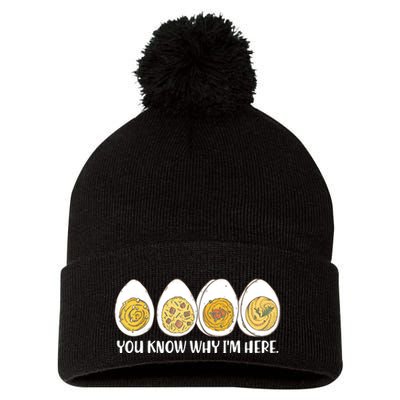 Thanksgiving Dinner Deviled Egg You Know Why Im Here Pom Pom 12in Knit Beanie