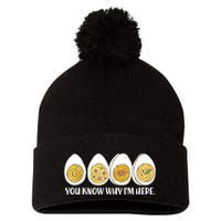 Thanksgiving Dinner Deviled Egg You Know Why Im Here Pom Pom 12in Knit Beanie