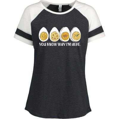 Thanksgiving Dinner Deviled Egg You Know Why Im Here Enza Ladies Jersey Colorblock Tee