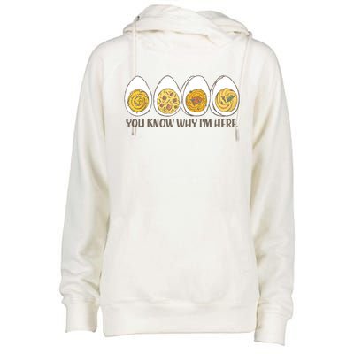 Thanksgiving Dinner Deviled Egg You Know Why Im Here Womens Funnel Neck Pullover Hood