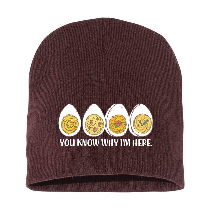 Thanksgiving Dinner Deviled Egg You Know Why Im Here Short Acrylic Beanie