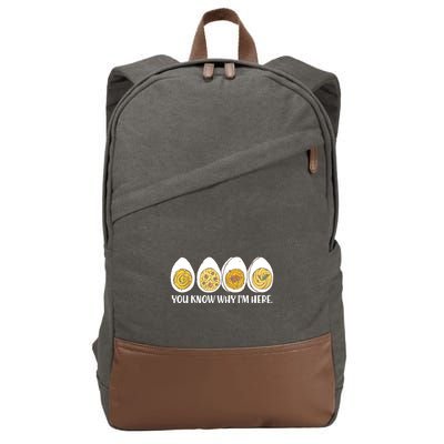Thanksgiving Dinner Deviled Egg You Know Why Im Here Cotton Canvas Backpack