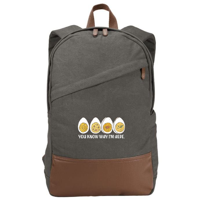 Thanksgiving Dinner Deviled Egg You Know Why Im Here Cotton Canvas Backpack