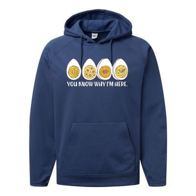 Thanksgiving Dinner Deviled Egg You Know Why Im Here Performance Fleece Hoodie