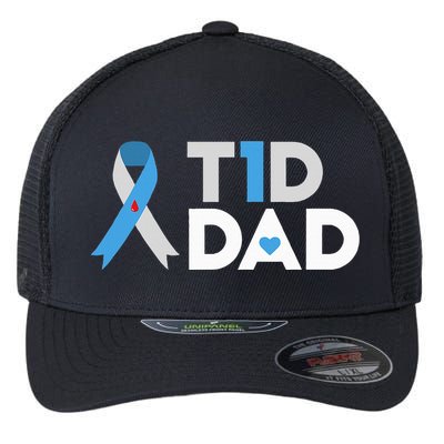 T1D Dad  Diabetes Awareness Type 1 Father Insulin Flexfit Unipanel Trucker Cap