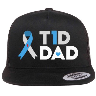 T1D Dad  Diabetes Awareness Type 1 Father Insulin Flat Bill Trucker Hat