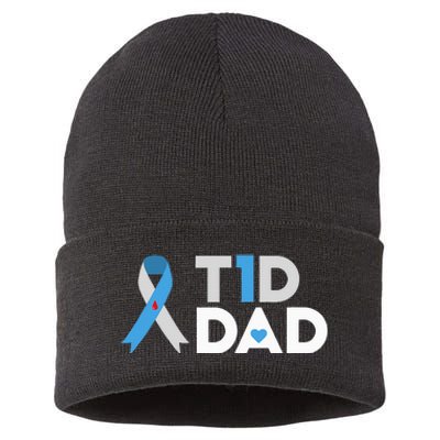 T1D Dad  Diabetes Awareness Type 1 Father Insulin Sustainable Knit Beanie