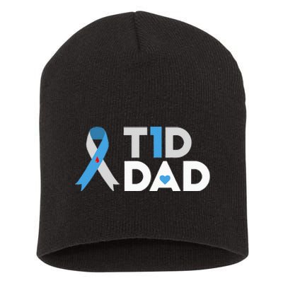 T1D Dad  Diabetes Awareness Type 1 Father Insulin Short Acrylic Beanie