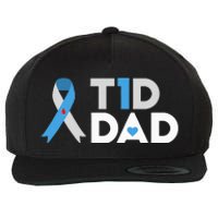 T1D Dad  Diabetes Awareness Type 1 Father Insulin Wool Snapback Cap