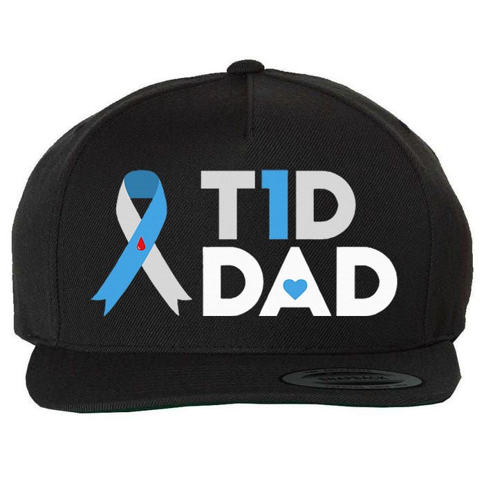 T1D Dad  Diabetes Awareness Type 1 Father Insulin Wool Snapback Cap