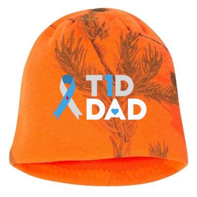 T1D Dad  Diabetes Awareness Type 1 Father Insulin Kati - Camo Knit Beanie