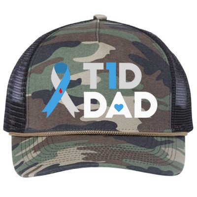 T1D Dad  Diabetes Awareness Type 1 Father Insulin Retro Rope Trucker Hat Cap