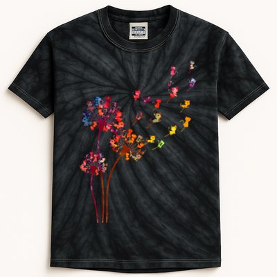 Tie Dye Dandelion Cats Flower Colorful Pet Cat Kids Tie-Dye T-Shirt