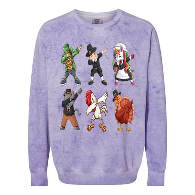 Turkey Dabbing Dance: A Hilarious Thanksgiving Cute Gift Colorblast Crewneck Sweatshirt