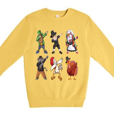 Turkey Dabbing Dance: A Hilarious Thanksgiving Cute Gift Premium Crewneck Sweatshirt