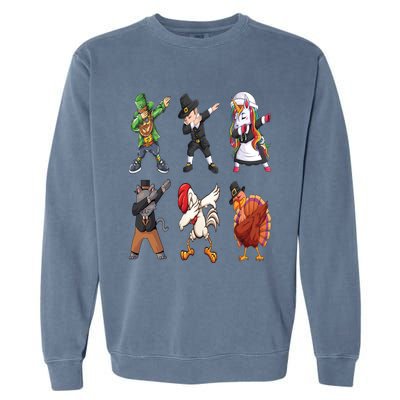 Turkey Dabbing Dance: A Hilarious Thanksgiving Cute Gift Garment-Dyed Sweatshirt