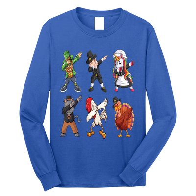 Turkey Dabbing Dance: A Hilarious Thanksgiving Cute Gift Long Sleeve Shirt