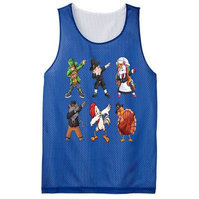 Turkey Dabbing Dance: A Hilarious Thanksgiving Cute Gift Mesh Reversible Basketball Jersey Tank