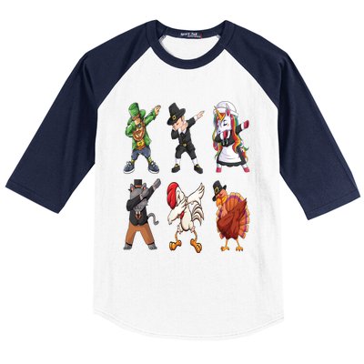 Turkey Dabbing Dance: A Hilarious Thanksgiving Cute Gift Baseball Sleeve Shirt