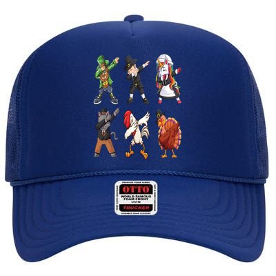 Turkey Dabbing Dance: A Hilarious Thanksgiving Cute Gift High Crown Mesh Back Trucker Hat