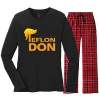 Teflon Don Donald Trump Hair Women's Long Sleeve Flannel Pajama Set 