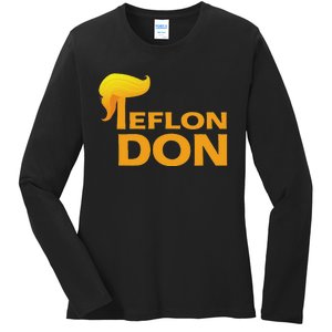 Teflon Don Donald Trump Hair Ladies Long Sleeve Shirt