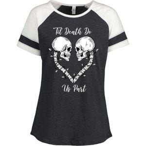 Til Death Do Us Part Skeleton Heart Enza Ladies Jersey Colorblock Tee