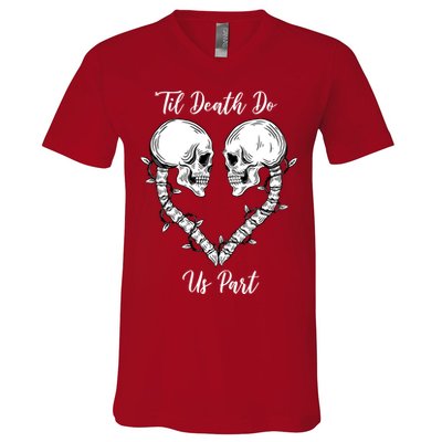 Til Death Do Us Part Skeleton Heart V-Neck T-Shirt