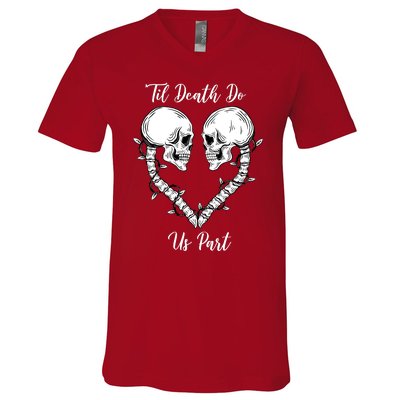 Til Death Do Us Part Skeleton Heart V-Neck T-Shirt