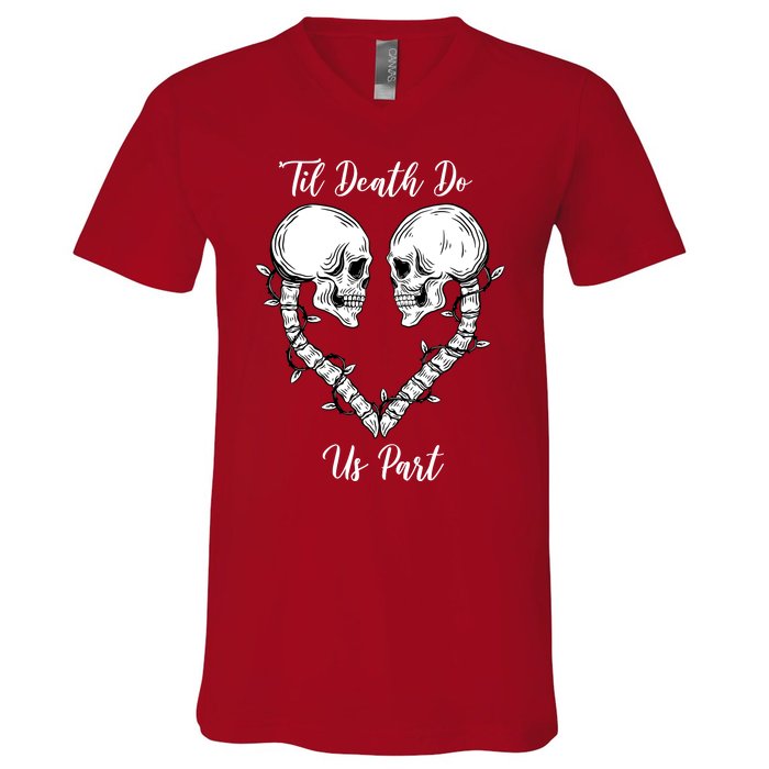 Til Death Do Us Part Skeleton Heart V-Neck T-Shirt