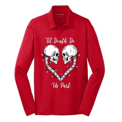 Til Death Do Us Part Skeleton Heart Silk Touch Performance Long Sleeve Polo