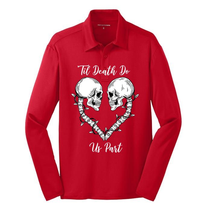 Til Death Do Us Part Skeleton Heart Silk Touch Performance Long Sleeve Polo