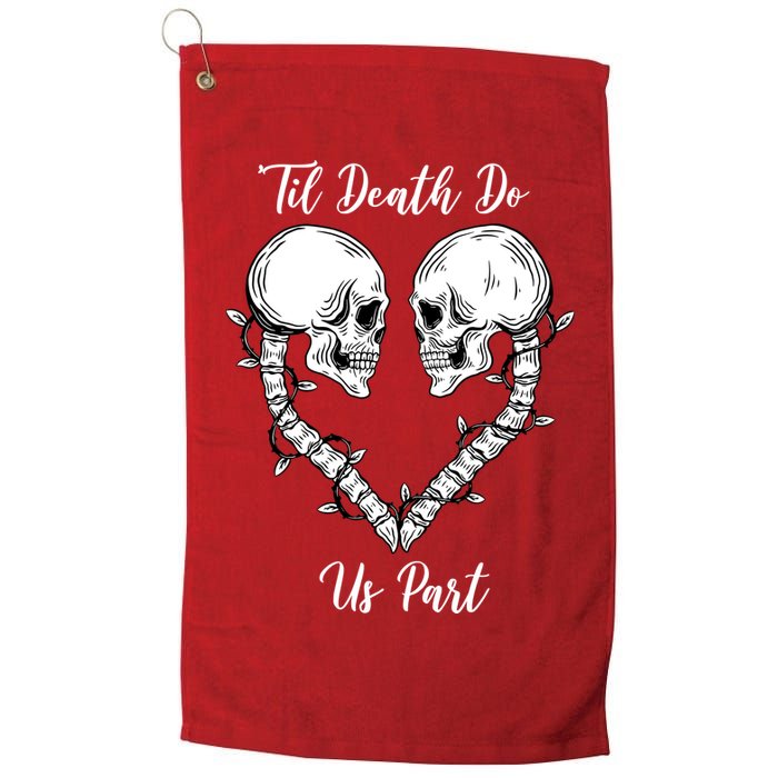 Til Death Do Us Part Skeleton Heart Golf Towel