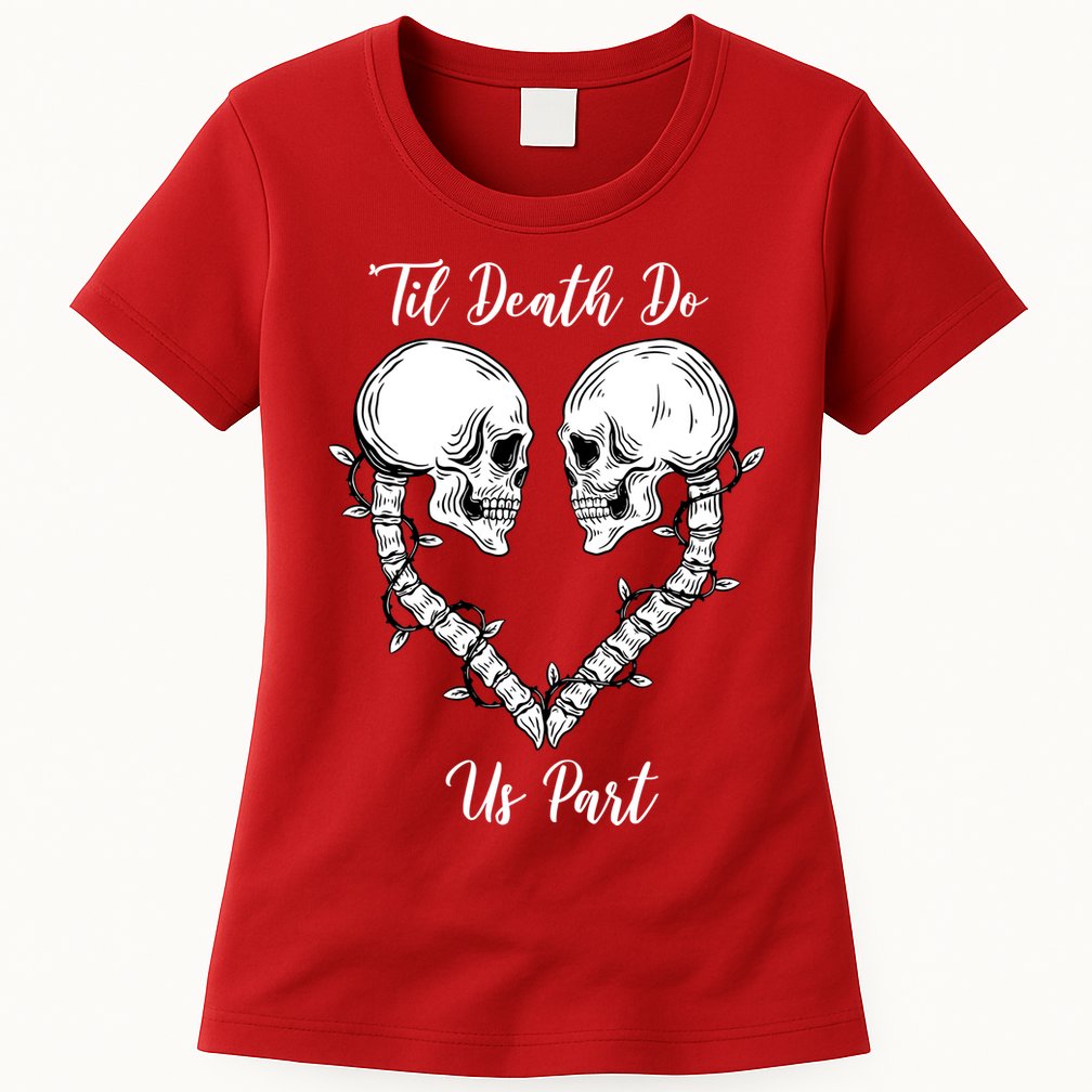 Til Death Do Us Part Skeleton Heart Womens T-Shirt
