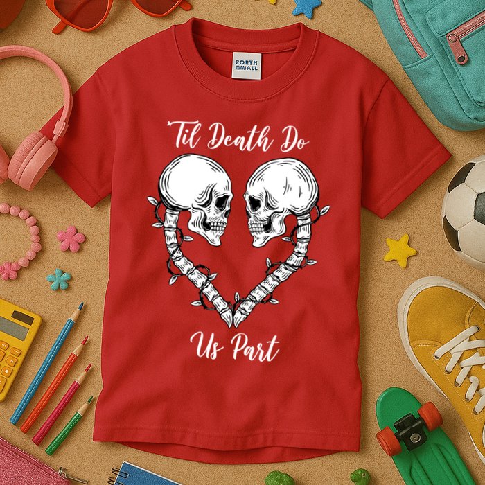 Til Death Do Us Part Skeleton Heart Kids T-Shirt