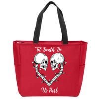 Til Death Do Us Part Skeleton Heart Zip Tote Bag