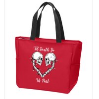 Til Death Do Us Part Skeleton Heart Zip Tote Bag