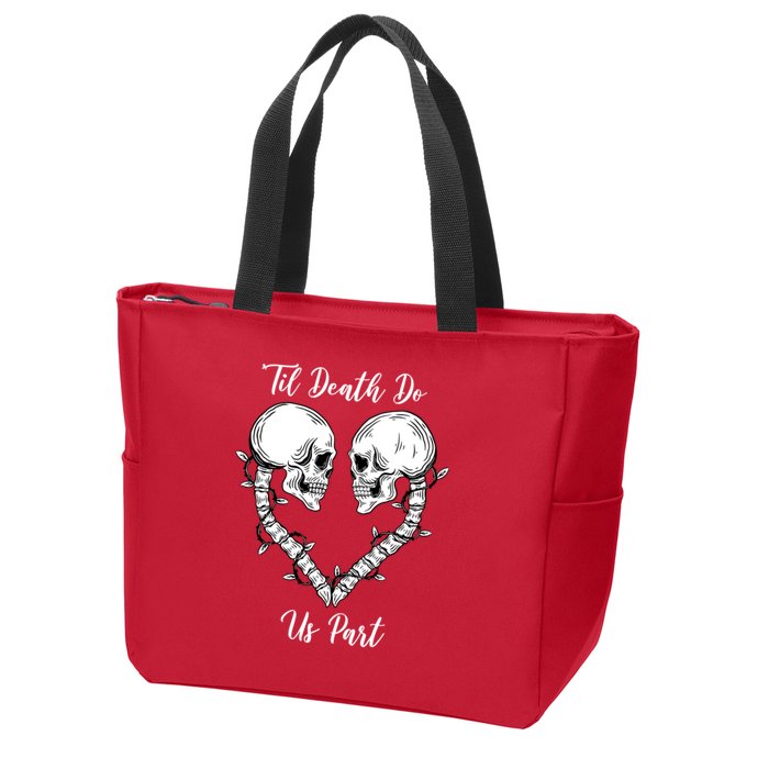 Til Death Do Us Part Skeleton Heart Zip Tote Bag