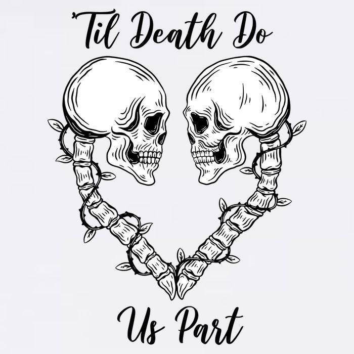 Til Death Do Us Part Skeleton Heart Garment-Dyed Sweatshirt
