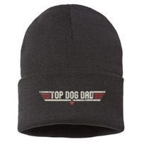 Top Dog Dad Funny Vintage 80's Gift Dog Father Father's Day Sustainable Knit Beanie