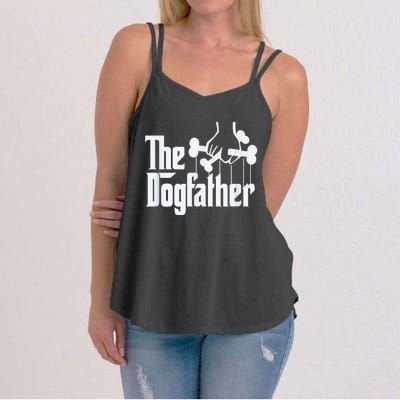 The Dogfather Dog Dad Fathers Day Gift Dog Lover Paw Dog Fathers Women's Strappy Tank