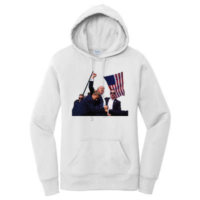 Trump Defiant Determined Postassassination Attempt Women's Pullover Hoodie