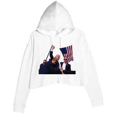 Trump Defiant Determined Postassassination Attempt Crop Fleece Hoodie