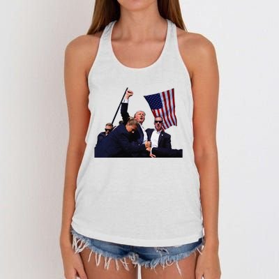 Trump Defiant Determined Postassassination Attempt Women's Knotted Racerback Tank