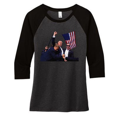 Trump Defiant Determined Postassassination Attempt Women's Tri-Blend 3/4-Sleeve Raglan Shirt